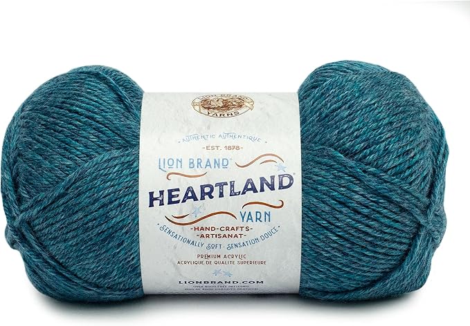 Lion Brand Yarn Heartland Yarn, Worsted-Weight Yarn for Knitting, Crocheting, and Crafting, 1 Pack, Glacier Bay