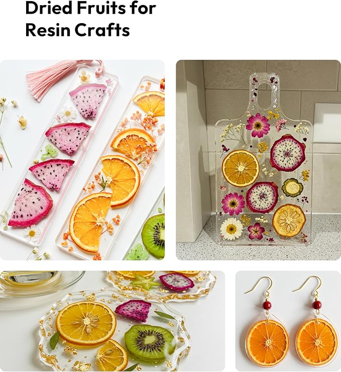 Resiners Dried Pressed Flowers for Resin Molds Scrapbook Supplies | Real Natural Dried Flowers Dry Leaves kit for Card Making Resin Jewelry Making Soap Candle DIY Crafts (Bright Fruit 80pcs)