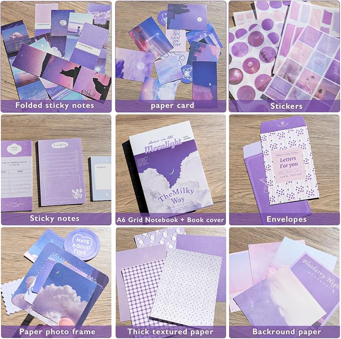 Scrapbooking Supplies Kit, A6 Grid Notebook, Vintage Junk Journaling Kit