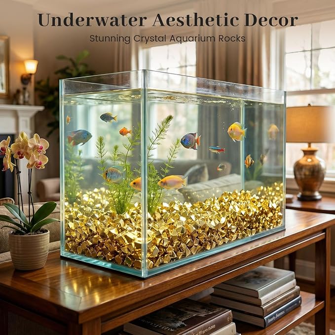 DOMESTAR 150 PCS Gold Acrylic Ice Rocks, Faux Nuggets Gems Vase Fillers