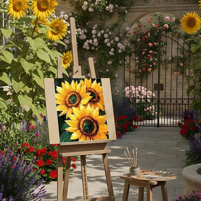Sherr 24 Pcs Pre Drawn Canvas for Adult, Sunflower, 8 x 10 Inch