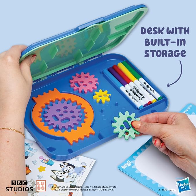 Spirograph Jr Bluey Toys Toddler Arts and Crafts for Kids Drawing Kit | Toddler Activities, Bluey Stickers, Drawing Pad, Jumbo Gears, Washable Markers, Drawing Kit, Spiral Art