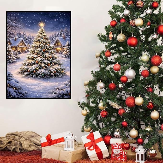 HHMATITS Christmas Tree Diamond Art Kits for Adults 12x16 Inch