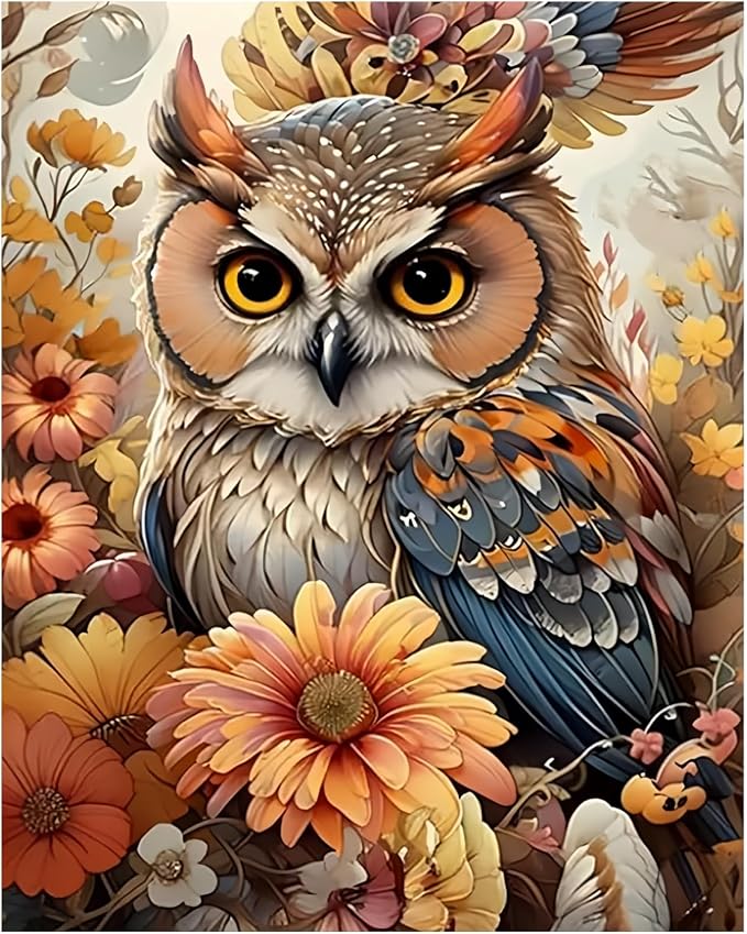 XTCIXAL Paint by Numbers Kit for Adults, Owl, 16X20 Inch | DIY Paint by Number for Adults Beginner, High-Definition Color Canvas, Stress Relief, Home Wall Decor, Gifts, Unframed