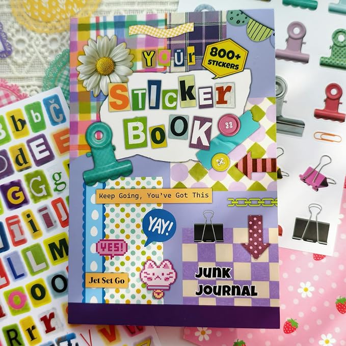 PRSTINCOL Vintage Sticker Book 42 Pages 800 Plus Stickers Mixed Designs