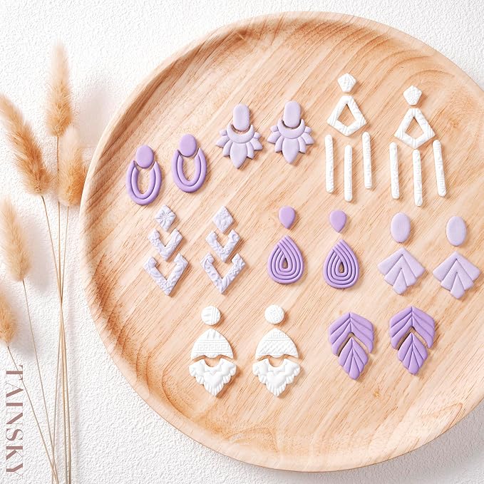 TAINSKY Polymer Clay Cutters, Set of 19 Shapes Boho Clay Cutters for Polymer Clay Jewelry, Organic Clay Earrings Cutters, Polymer Clay Cutters for Polymer Clay Jewelry Making