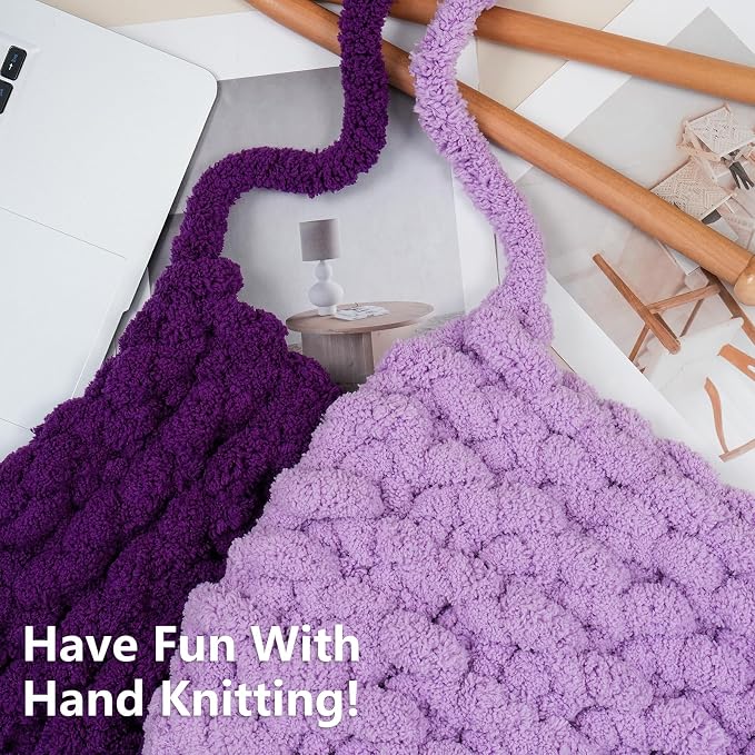 Cozyful Chunky Yarn for Hand Knitting - #10 Chunky Chenille Yarn, Jumbo Big Thick Chunky Yarns for Crocheting, Super Bulky Chunky Knit Blanket Yarns, 8 Skein (22yd, 8oz/Skein), Multi Purple