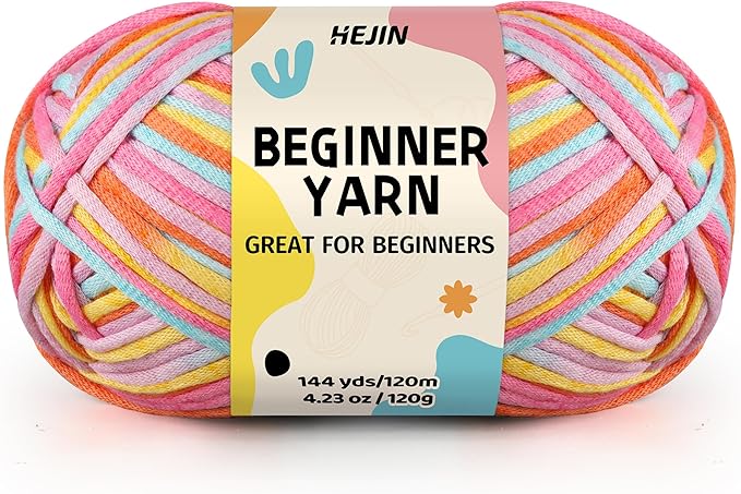 120g Coral Yarn for Crocheting and Knitting; Rainbow Yarn for Beginners with Easy-to-See Stitches;Worsted-Weight Medium #4 for Beginners Crochet Kit Making