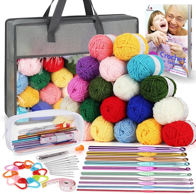 Aeelike Crochet Kit for Beginners Adults, Complete Crochet Set, Grey