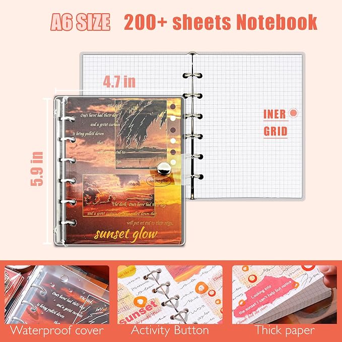 Scrapbooking Supplies Kit, A6 Grid Notebook, Vintage Junk Journaling Kit