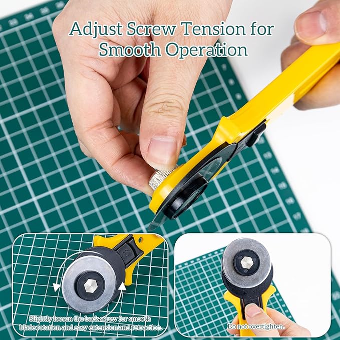 Rotary Cutter Set for Sewing & Quilting, 28mm & 45mm Fabric Cutters with Extra Blades, Foldable A3 Cutting Mat, Scissors, Rulers & Craft Tools Kit for Fabric Cutting, Patchwork, DIY Crafts