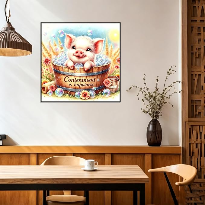 Benjenes Pig Diamond Art Kits for Adults, Cute Diamond Painting