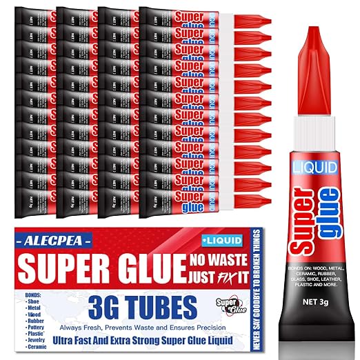 ALECPEA Super Glue, 48 X 3g, Liquid Instant Glue for Metal and Ceramic