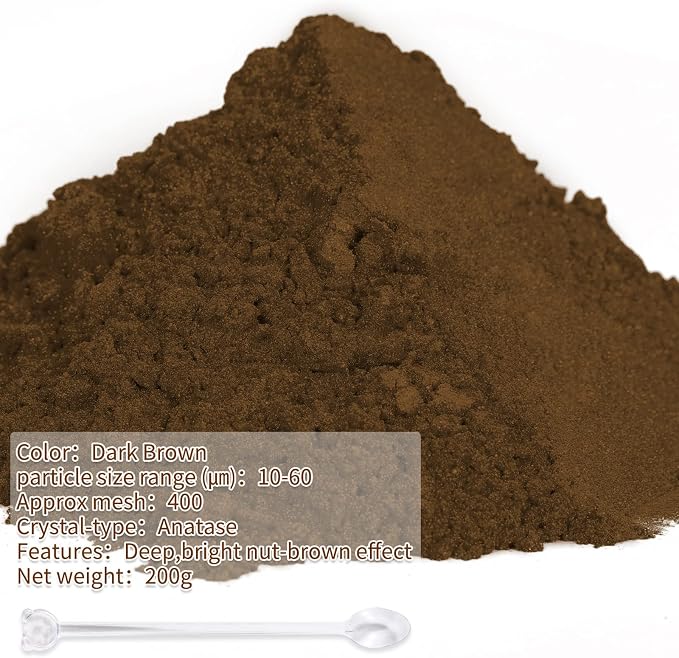 Mica Powder,7.05OZ（200g）,Dark Brown Mica Powder Pigment for Epoxy Resin，Lip Gloss，Paint，Dye，Soap Making，Nail Polish,Candle Making,Bath Bombs(Dark Brown)