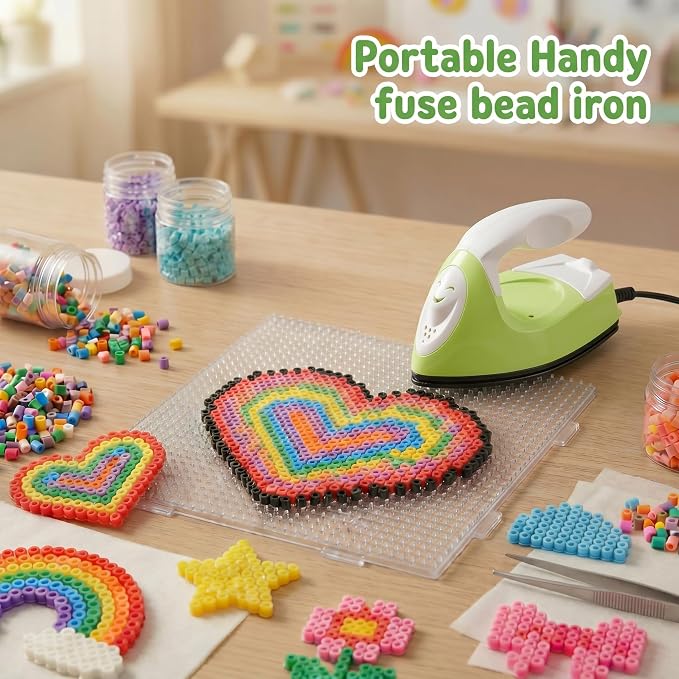 Honoson Mini Craft Iron Mini Heat Press Small Iron 3.93 x 2.36 x 2.76 in Portable Handy Tiny Flatiron with Charging Base Accessory for Fuse Bead Patch DIY Heat Transfer Vinyl(Fruit Green)