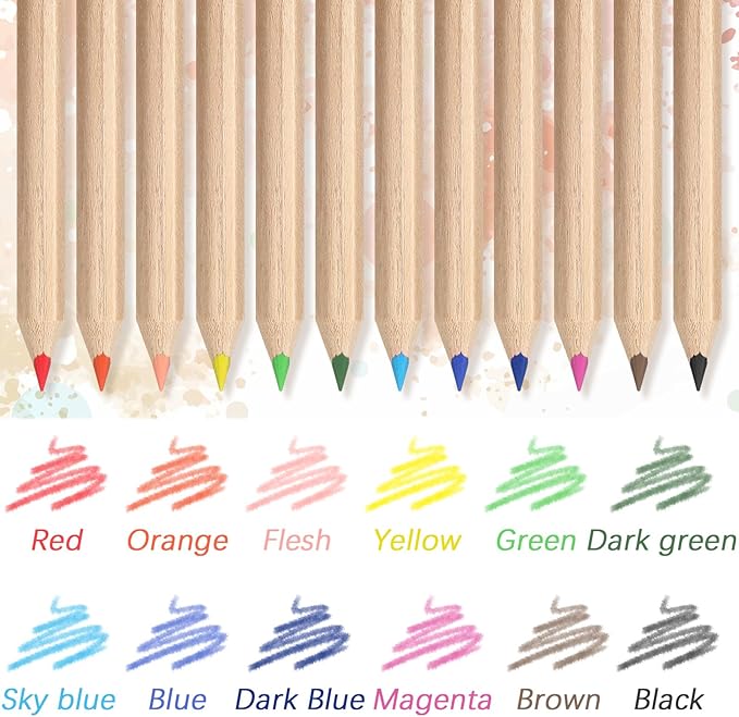 Sinload 12 Set Mini Colored Pencil Bulk for Kid 3.5 Inch Colored Pencils | 12 Color with Sharpener Eraser, Short Coloring Drawing Pen Bulk, Student Teacher Back to School Classroom Party Favors Gifts