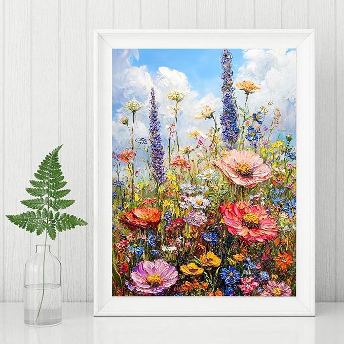 Amaieuin Flowers Diamond Painting for Adults,5D Diamond Art Kits for Adults Beginners,Full Drill Flower Gem Art for Adults Home Decor and Gifts 12x16in