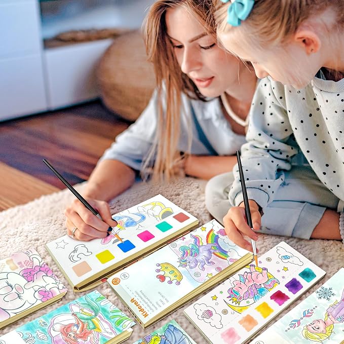 Kidcraft Paint with Water Coloring Books for Toddlers, Pony+Princess