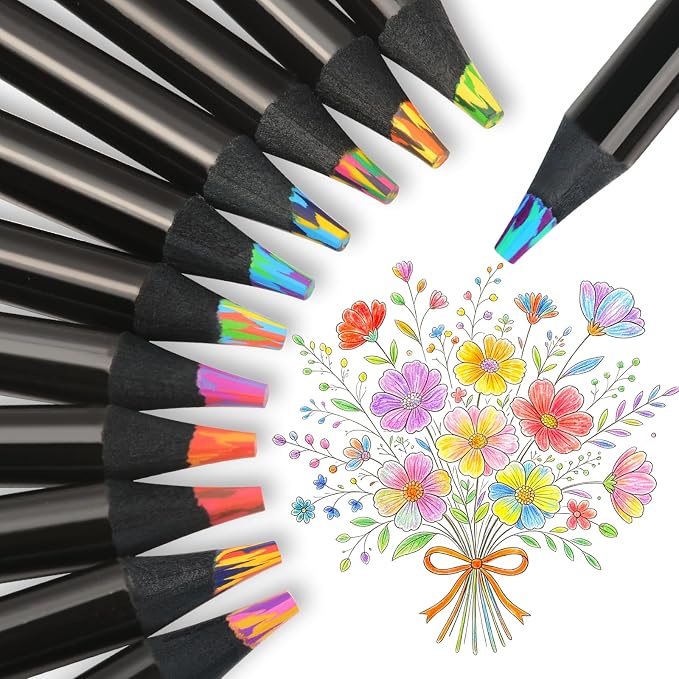 12 Rainbow Colored Pencils, Drawing Art Supplies, Multicolored Pencils Kids | Tween Girls Trendy Stuff Party Favor Crafts, Jumbo Fun Pencils for Drawing Sketching Coloring, Easter Basket Stocking Stuffer