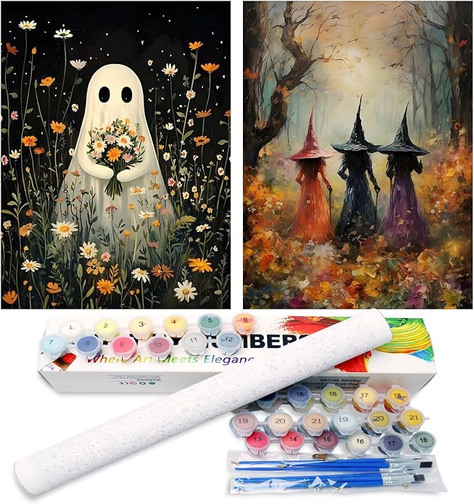 hkejoi Halloween Paint by Numbers Kit for Adults, 12x16 in