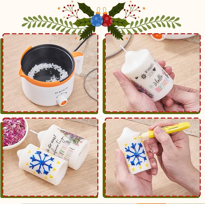 Ksedcon DIY Candle Making Kit for Adult Beginners with Molds | Wax Melter Pot, Watercolor Crayons & Fragrance Oils - Wax Melt Kit with Measure Cup