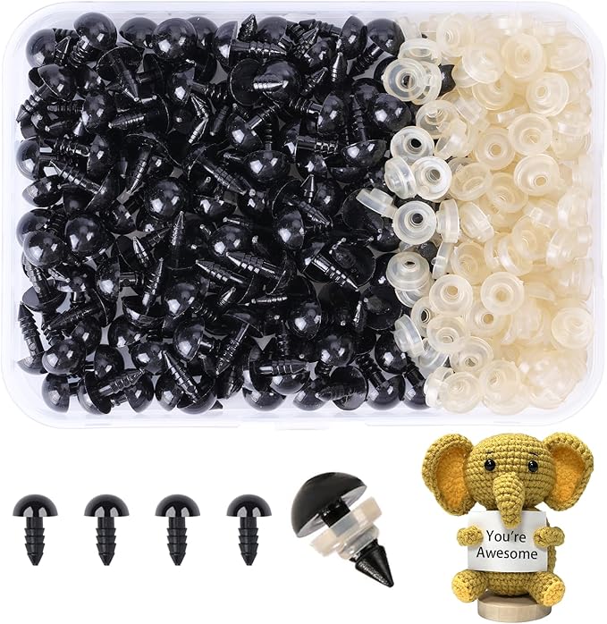 XKDOUS 10mm Safety Eyes, 280pcs Crochet Eyes for Amigurumi | Safety Eyes for Crocheting，Stuffed Animal Doll Eyes for DIY Crafts