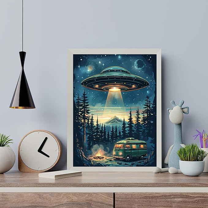 Arttoplus UFO Paint by Numbers Kit for Adults Beginner 16x20 inch | Bus in Forest Adult Paint by Number Kits on Canvas, DIY Oil Painting by Numbers for Gift Home Wall Decor (Without Frame)