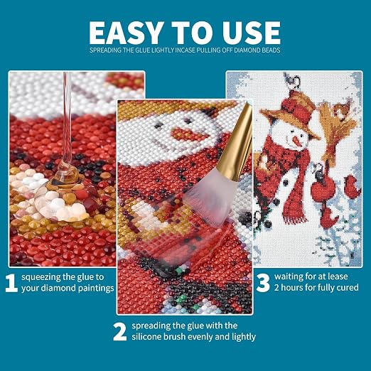LANBEIDE Diamond Painting Sealer 200ML with Silicone Brush, 2 Pack (14 OZ) | 5D Diamond Painting Glue Accessories Permanent Hold & Shine Effect for Diamond Painting and Jigsaw Puzzles