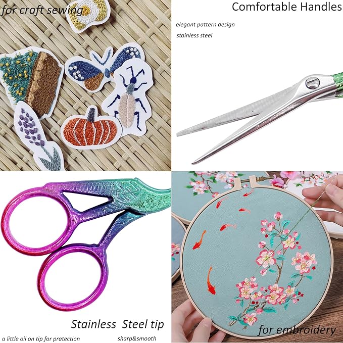 BIHRTC 4.5Inch Small Sewing Crochet Scissors Sharp Tip Stainless Steel | Scissors with Leather Cover for Threading Needlework Cutting Sewing Handcraft Craft Art Work