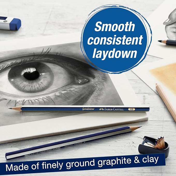 Faber-Castell Graphite Pencils Drawing Set | Back to School Art Supplies | 12 Art Pencils for Sketching (4H, 3H, 2H, H, F, HB, B, 2B, 3B, 4B, 5B, and 6B), Shading Kit