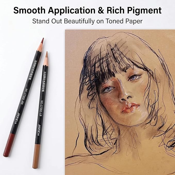 Marie's Professional Charcoal Drawing Set - Premium Artist Sketching Pencils for Portraits & Fine Art - Ideal for Professional Artists & Studio Creation(Grey)