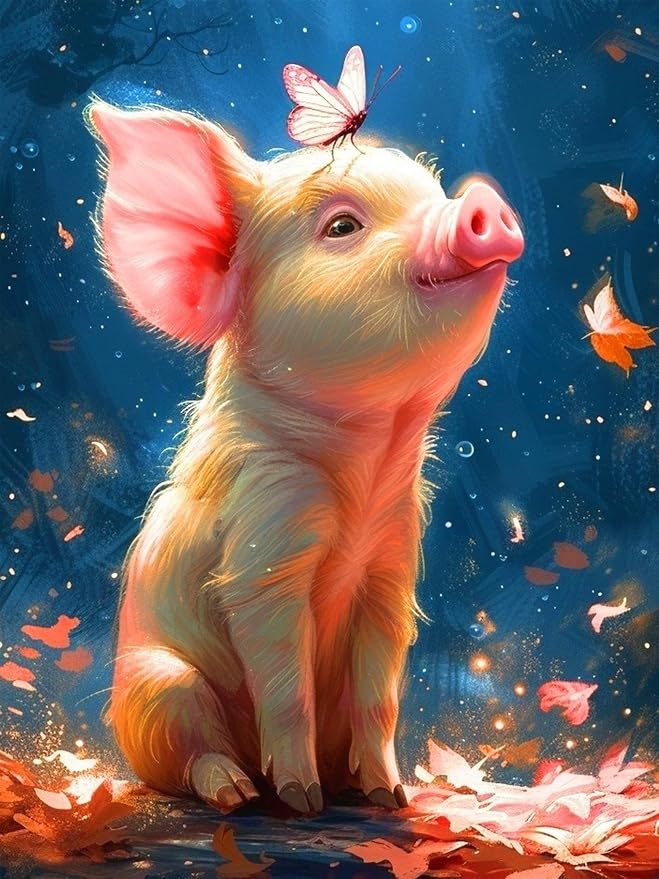 ijbnhd Pig Diamond Art Kits for Adults, 12X16in