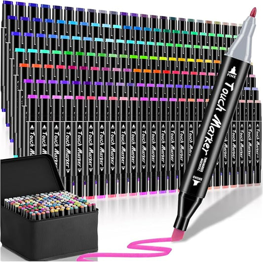 168 Colors Alcohol Markers Set, Dual Brush Tip Art Coloring Markers for Adult Drawing, Permanent Alcohol Based Colored Sketch Pens Art Supplies Gifts for Illustration