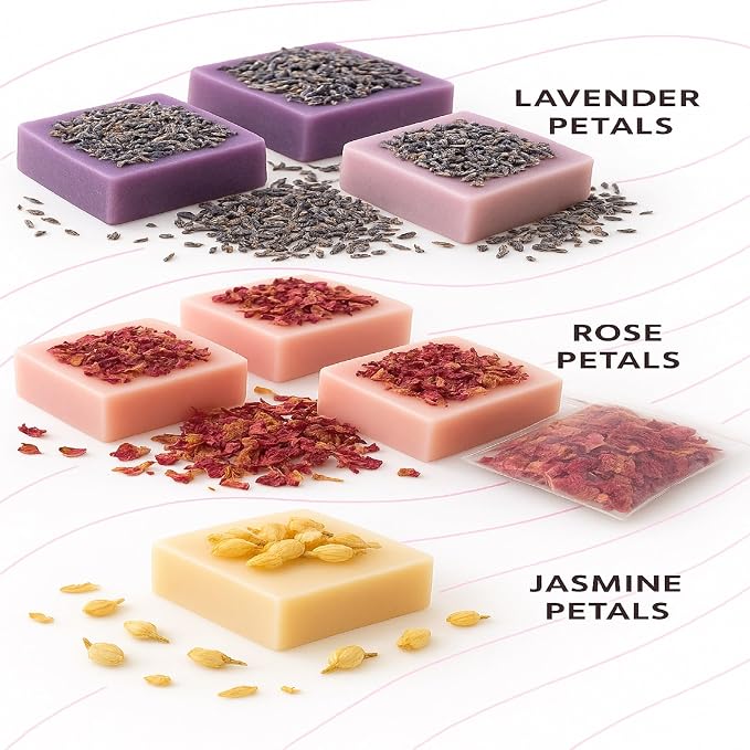 Soap Making Kit – 53 PCS DIY Melt & Pour Supplies with 2 lbs Soap Bases (1 lb Goat’s Milk + 1 lb Glycerin), Molds, Essential Oils, Liquid Colorants, Mica Powders, Flowers – Perfect for Gifting