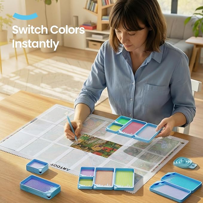 ARTDOT 10-Piece Interlocking Diamond Art Trays Kits for Adults, Stackable Diamond Painting Accessories and Tools