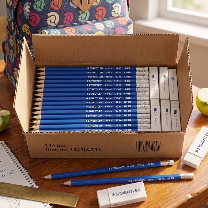 STAEDTLER Norica #2 HB Pencils, 432 Pencils + 36 Erasers, 3 Pack