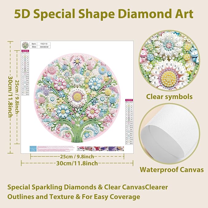 Flowers Diamond Art Kits for Adults Special Shape Diamond Painting