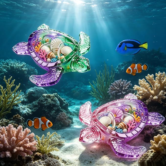 2Pc 3D Sea Turtle Silicone Resin Mold Realistic Turtle Animal Epoxy Casting Mold for DIY Garden Decor Tdesktop Ornament Wall Hanging Home Handicraft Table Decoration Keepsake Making