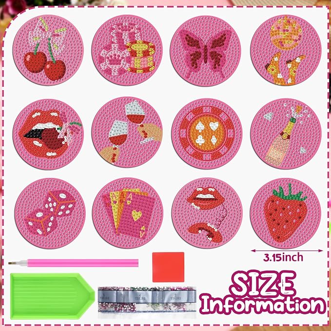 Zonon 12 Pcs Diamond Art Magnets Kit for Adults, DIY Cute Fridge Decor | Crystal Magnetic Stickers, Easy Refrigerator Decoration, No Frame Needed Finished Diamond Painting for Home Kitchen Decor