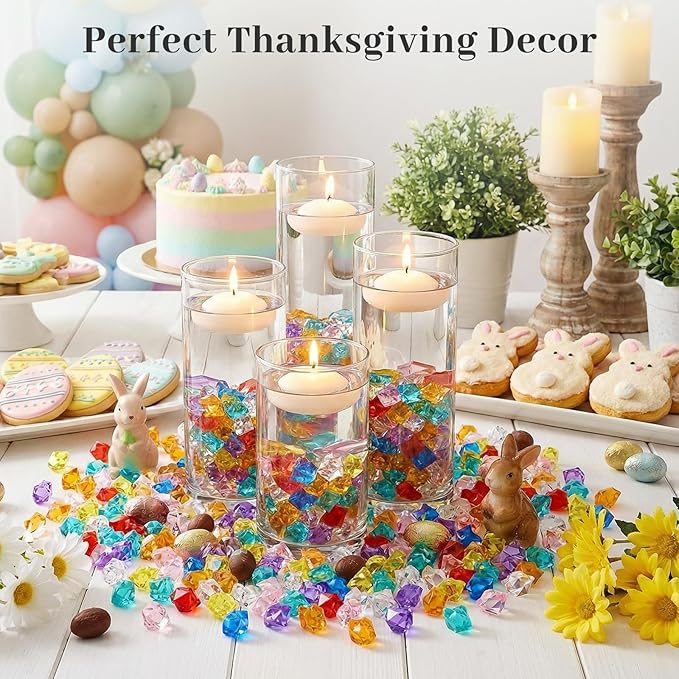 DOMESTAR 150 PCS Multicolored Acrylic Fake Gems, Ice Rocks for Vase Fillers