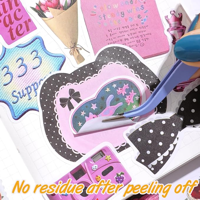 1200Pcs+ Aesthetic Sticker Book, Sweet Cool Y2K Pink Decorative Stickers for Journal Scrapbook Craft Supplies for Adults Teens Girls