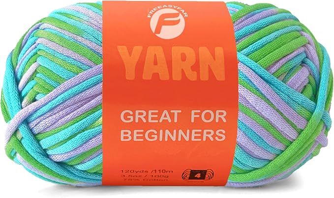 3.5Oz/120yds Beginner Easy Yarn for Crocheting and Knitting;Worsted-Weight Medium #4;Cotton Blend Yarn for Beginners Amigurumi DIY (Ocean, 1 Skein)