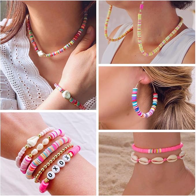 Redtwo 10000 Pcs Clay Beads Bracelet Making Kit | 3 Boxes 60 Colors Beads Set for Friendship Jewelry Making Kit with Charms, Crafts Gifts for Girls Ages 6-12 Kids