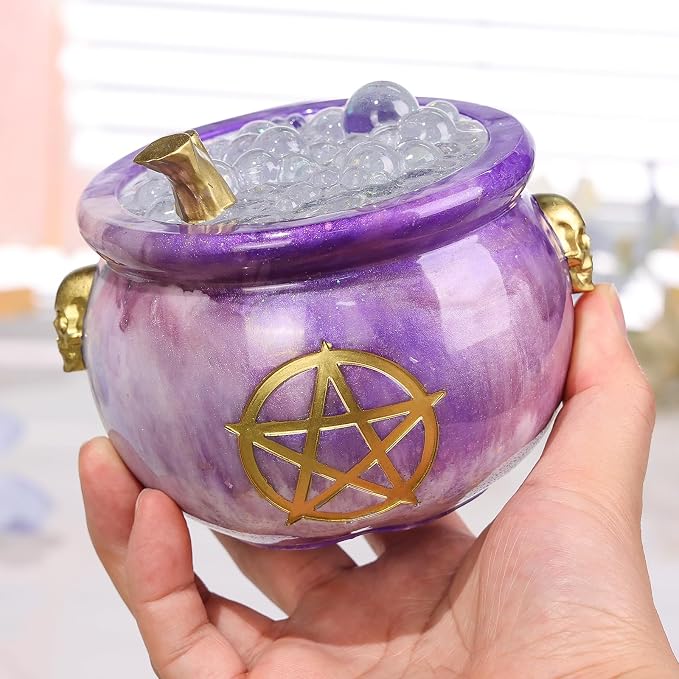 LET’S Resin Witch Cauldron Resin Mold, Halloween Resin Molds | 3D Jar Resin Molds Silicone 4.7'' Width, Large Jar Molds for Epoxy Casting Craft, Storage Box,Candy Container,Candle Holder