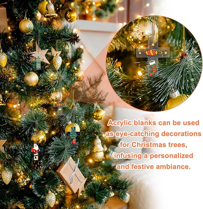 32Pcs Clear Acrylic Keychain Blanks Acrylic Ornament Blanks Acrylics Ornament with Hole for Christmas Decor, Painting, DIY Keychain and Craft(Cross)