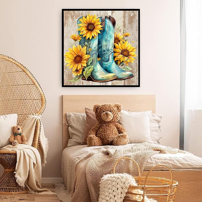 Cowboy Boot Diamond Painting Kits for Adults, Diamond Art Kits for Adults