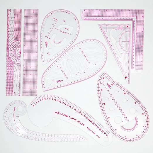 Clear Metric Sewing Rulers,French Curve Sewing Rulers Set,Sewing Tools Supplies for Quilting, Dressmaking, Tailors, Designers, Flexible PVC, 9PCS