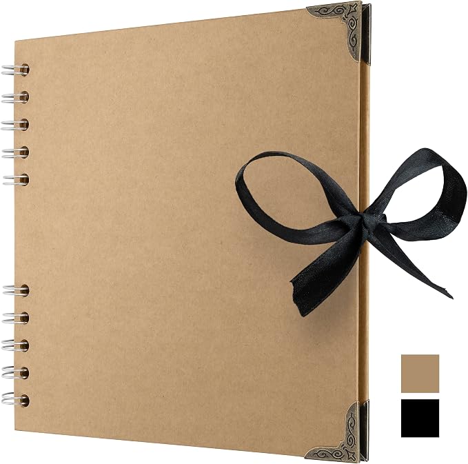 Scrapbook Album, 36 Pages, 7 x 7 Inch, Brown Photo Album, Scrap Book | Hardcover with Thick 200 GSM Kraft Paper, Ideal for Your Scrapbooking Albums, Art & Craft Projects (Brown, 7 x 7 Inch)