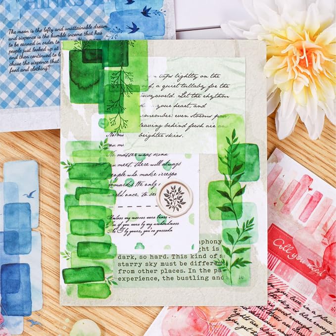 120 Pcs Watercolor Aesthetics Creative Stickers for Scrapbooking