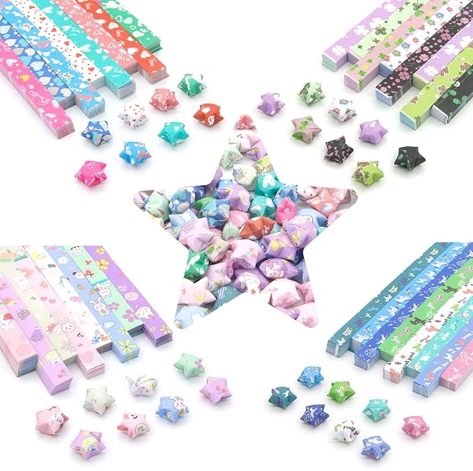 2240 Sheets Origami Star Paper Strips, 4 Cartoon DIY Handcrafts MingQiEven